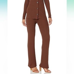 The Drop Women's Ellison Rib Flare Leg Sweater Pant, Chocolate Brown, L